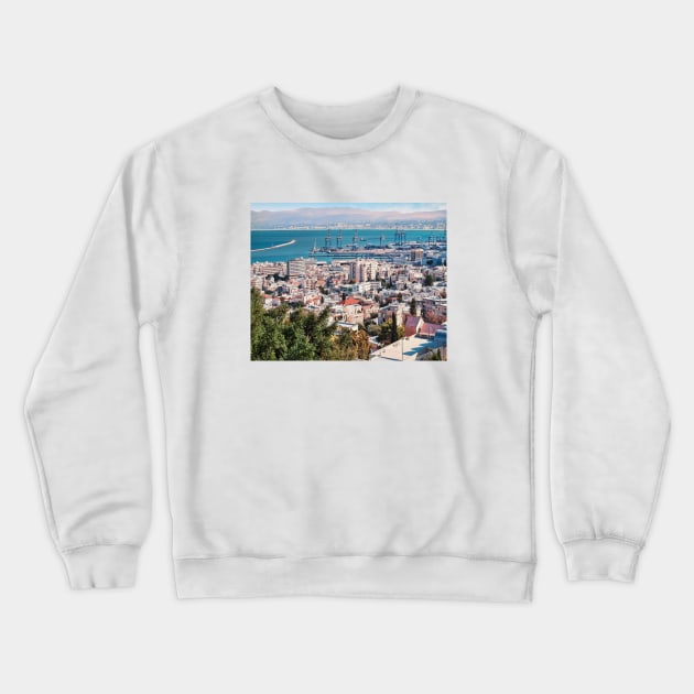 Israel, Haifa. Cityscape Crewneck Sweatshirt by UltraQuirky